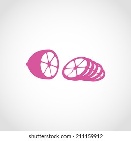 Sliced lemon Icon Isolated on White Background