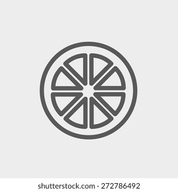 Sliced of lemon icon thin line for web and mobile, modern minimalistic flat design. Vector dark grey icon on light grey background.
