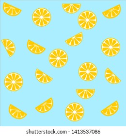 Sliced lemon on blue background,vector illustration.