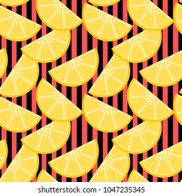 Sliced lemon seamless pattern vector. Hello Summer and freshness concept.