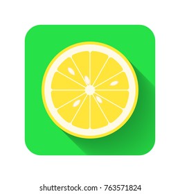 Sliced lemon with seeds. Flat design. Vector illustration.