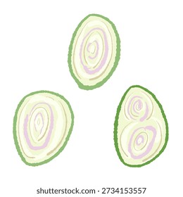 Sliced Lemongrass Cross Sections Ilustração vetorial