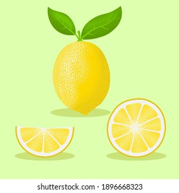 Sliced lemon.Parts of citrus fruit with shadow.Vector illustration for packaging, emblems, labels, wrappers.Set of elements for design.Flat style.


