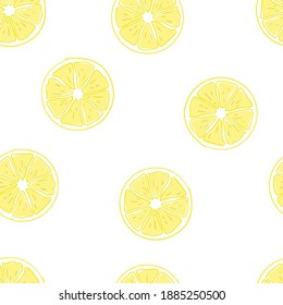Sliced lemons seamless vector background, wallpaper