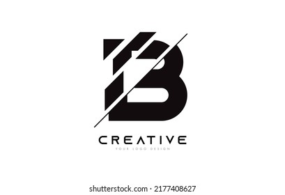 Sliced Letter B Logo Icon Design with Black and White Colors and Cut Slices Vector