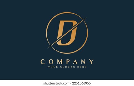 Sliced Letter D Logo With Circle Shape. Letter D Luxury Logo Template In Gold Color. Beautiful Logotype Design For Luxury Company Branding.