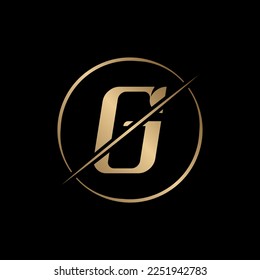 Sliced Letter G Logo With Circle Shape. Modern Creative G Logo Design Vector Template. Elegant Identity Design In  Gold Color.