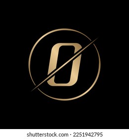 Sliced Letter O Logo With Circle Shape. Modern Creative O Logo Design Vector Template. Elegant Identity Design In  Gold Color.