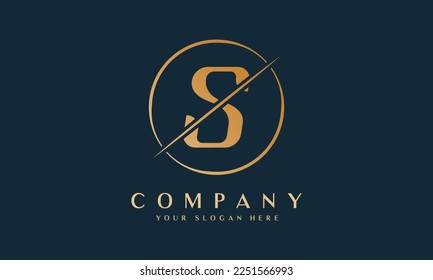 Logotipo De Letra S En lonchas Con Forma Círculo. Plantilla De Logotipo De Letra S De Lujo En Color Dorado. Hermoso Diseño Logotipo Para La Marca De Lujo De Compañías.