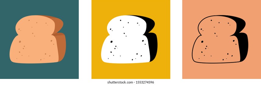 Sliced Loaf of Bread Vector Color Variation