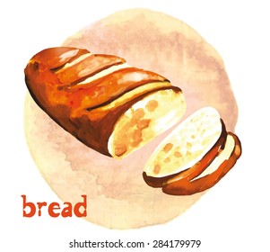 sliced loaf of wheat vector illustration gouache