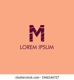 Sliced M letter logo like marble texture vector