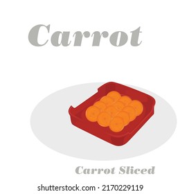Sliced ​​carrots are the main vegetable in Shabu-shabu. vector illustration in design