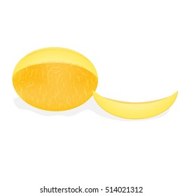 sliced melon on a white background