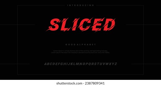 Sliced Modern abstract digital alphabet font. Minimal technology typography, Creative urban sport fashion futuristic font and with numbers. vector illustration