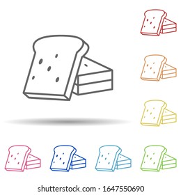 Sliced ??Bread in multi color style icon. Simple thin line, outline vector of food icons for ui and ux, website or mobile application