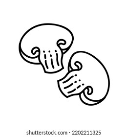 Sliced mushroom icon. Hand drawn vector illustration.
