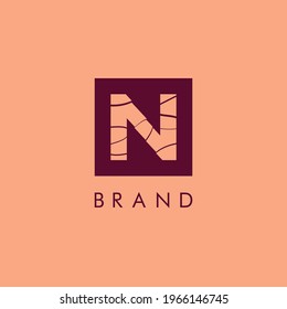 Sliced N letter logo like marble texture vector