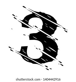  sliced  number 3 vector illustration. Modern design