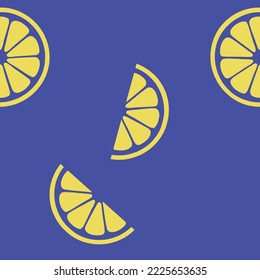 Sliced ​​lemon on blue background. Seamless pattern illustration.