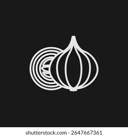 Sliced Onion and Garlic Bulb Icon for Aromatic Cooking Ingredients and Savory Flavor Base