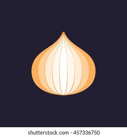 sliced onion icon in flat style