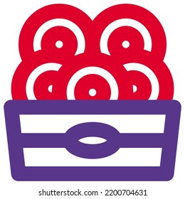 Sliced onion rings kept in container.