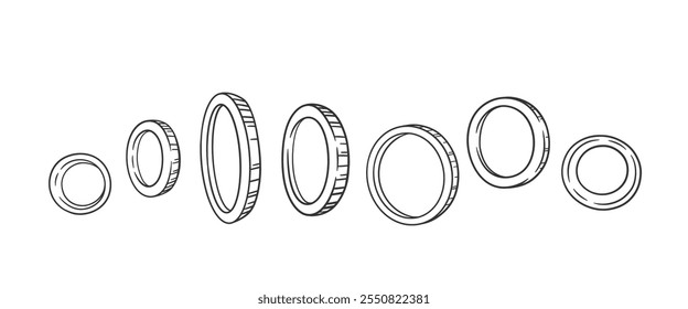 Anillos de cebolla en rodajas. Dibujo de contorno de Vector. Dibuja aros de cebolla.