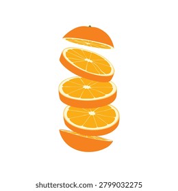 Sliced Orange Fruit Stack Illustration