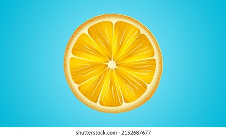 Sliced orange. Half an orange on a blue background