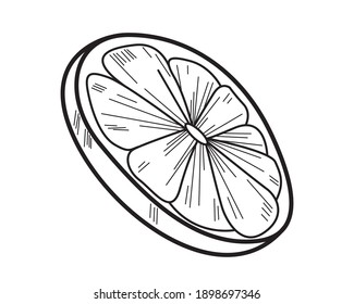 Anaranjado rebanado aislado sobre un fondo blanco. Ilustración vectorial.
