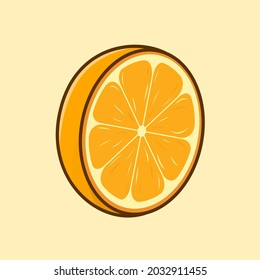 Vector de ilustración aislado de naranja segmentado con estilo de dibujo animado. puede usarse para menú de comida, afiche, pancarta, folleto, folleto, folleto, catálogo, web, sitio web, sitio web, elementos de presentación