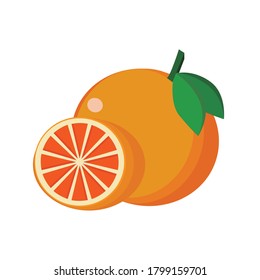 Icono plano isométrico en rodajas de naranja aislado en blanco