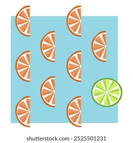 Sliced ​​citrus, orange and lime