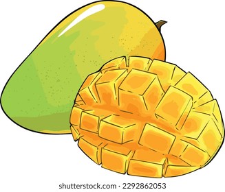 sliced orange mango fruit vector