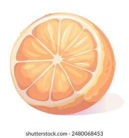 Sliced orange on white background. Illustration for grocery shop,cafe, bar, party, food concept, recipe. Vector illustration for menu,poster, website, banner, flyer, cover, invitation, postcard, print