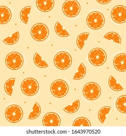 Sliced orange pattern and dot on orange background, Vector illustration