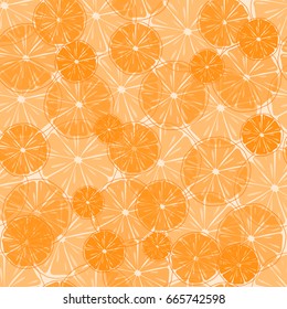 Sliced of orange seamless vector pattern. Vector illustration.