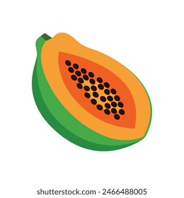 Sliced papaya flat vector illustration on white background