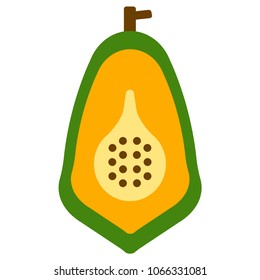 Sliced of papaya icon in a flat style isolated on white background. vector illustration.