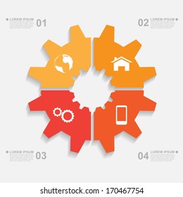 sliced paper gear infographic template, vector eps 10 illustration