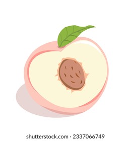 A sliced peach vector isolated flat design