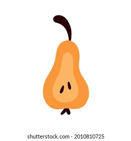 Sliced pear in half. Simple vector illustration . 