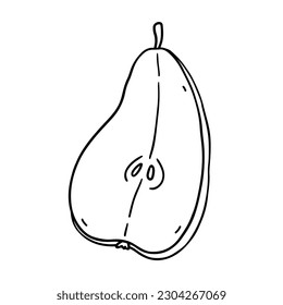 Sliced pear isolated on white background. Vector hand-drawn illustration in outline style. Perfect for cards, decorations, logo, menu, recipes, various designs