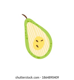 Geschnittenes Birnenstück - Obstelement. Vektorgrafik-Design.