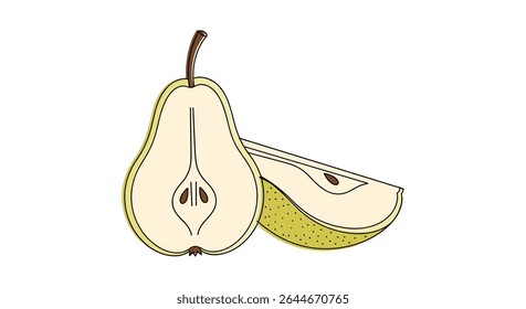 Sliced pear vector art fruit drawing food illustration healthy diet nutrient snack