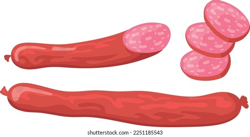 Sliced pepperoni cartoon icon. Traditional italian sausage isolated on white background