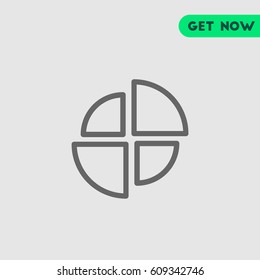 Sliced Pie Chart Vector Icon, The outlined symbol of circle divided into slices. Simple, modern flat vector illustration for mobile app, website or desktop app    