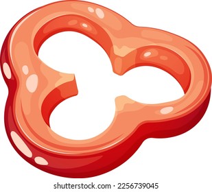 Pieza cortada de caricatura de pimienta roja sobre fondo transparente. Colección de vegetales