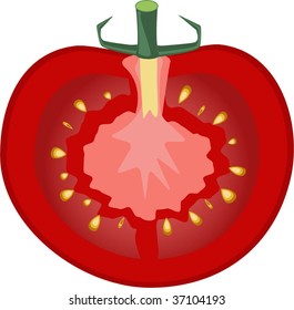 trozo de tomate rebanado. Ilustración vectorial.
